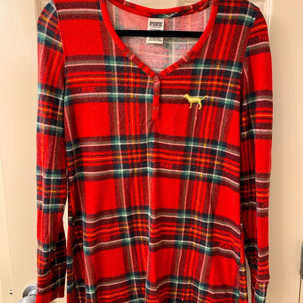 VS PINK Holiday Red Plaid Nightdress Pajamas